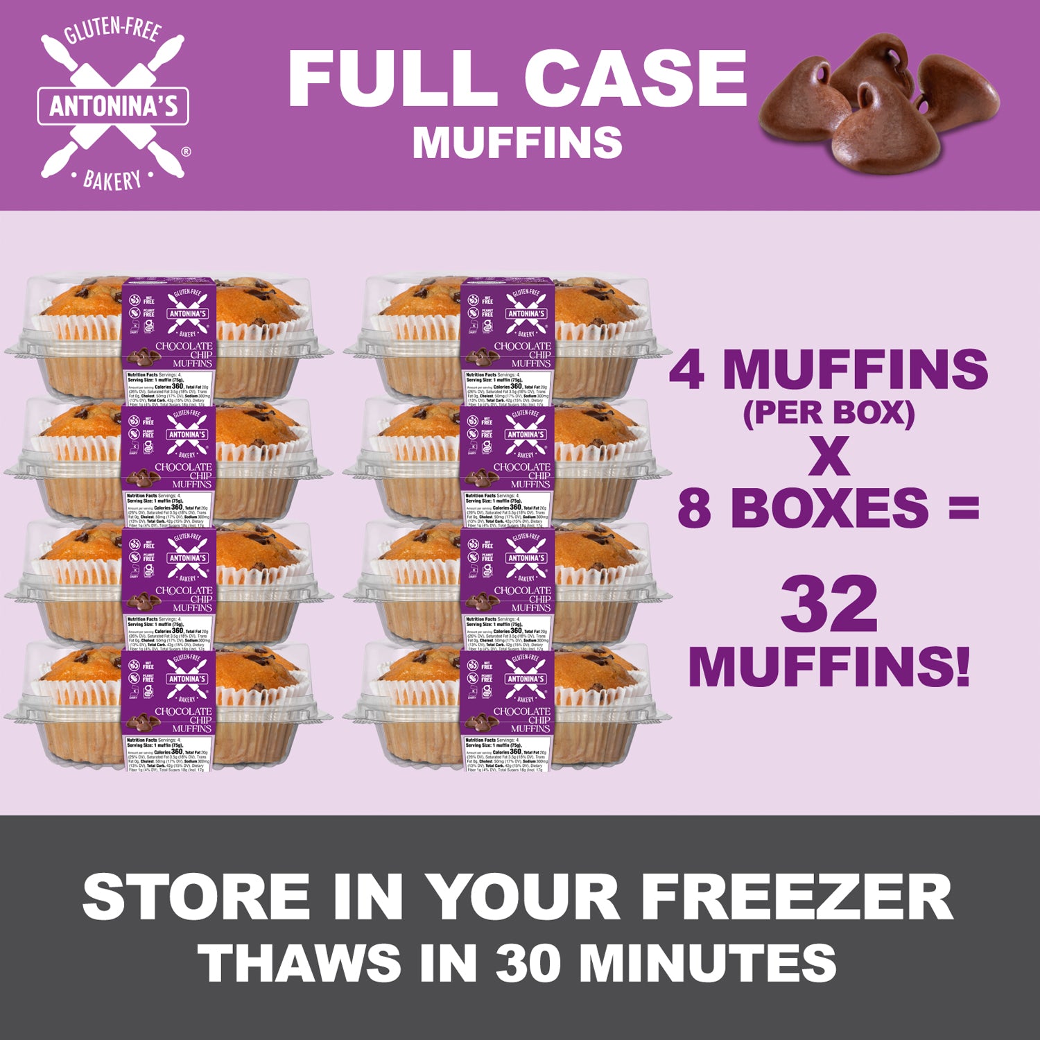 Gluten-Free 32 Chocolate Chip Muffins