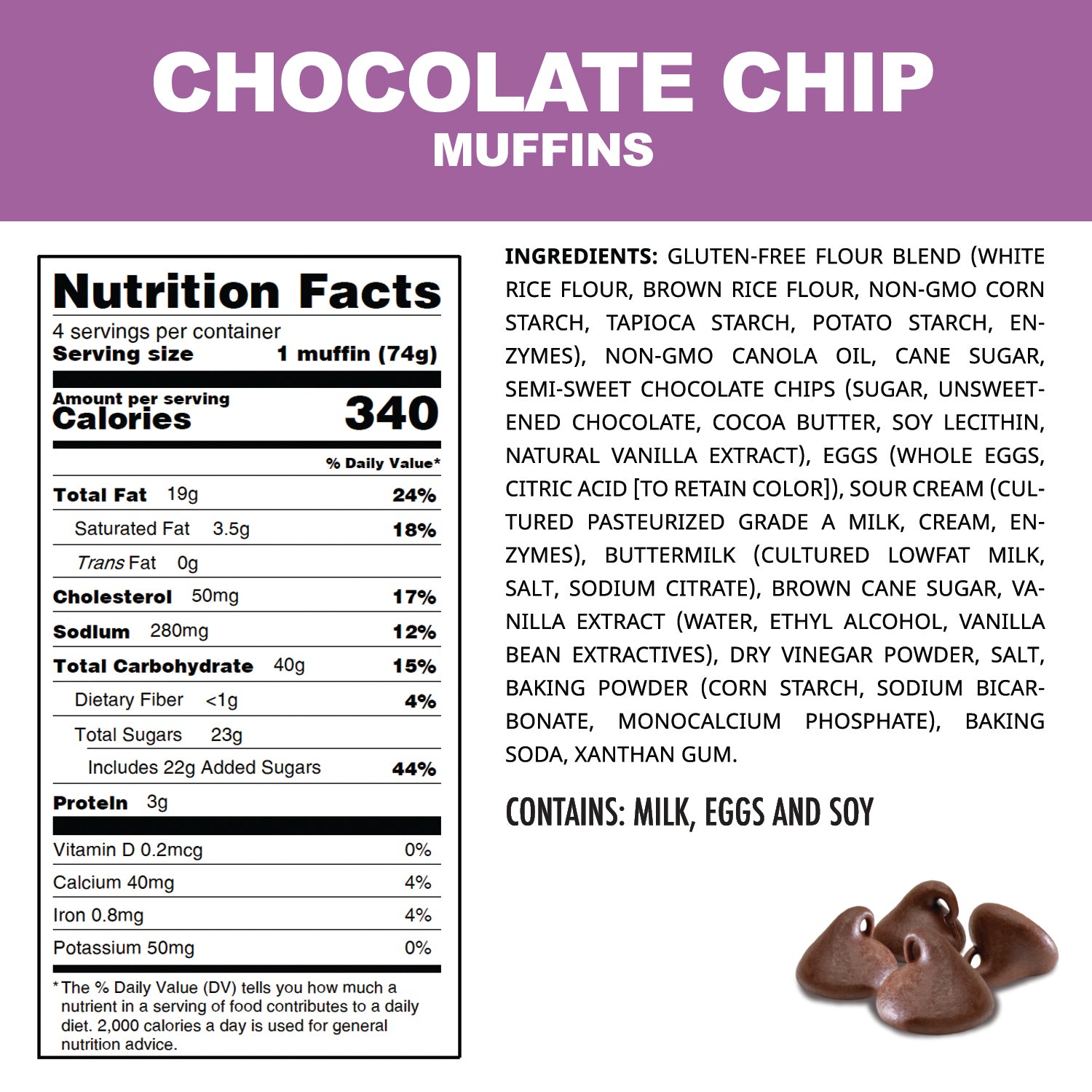 Gluten-Free 32 Chocolate Chip Muffins