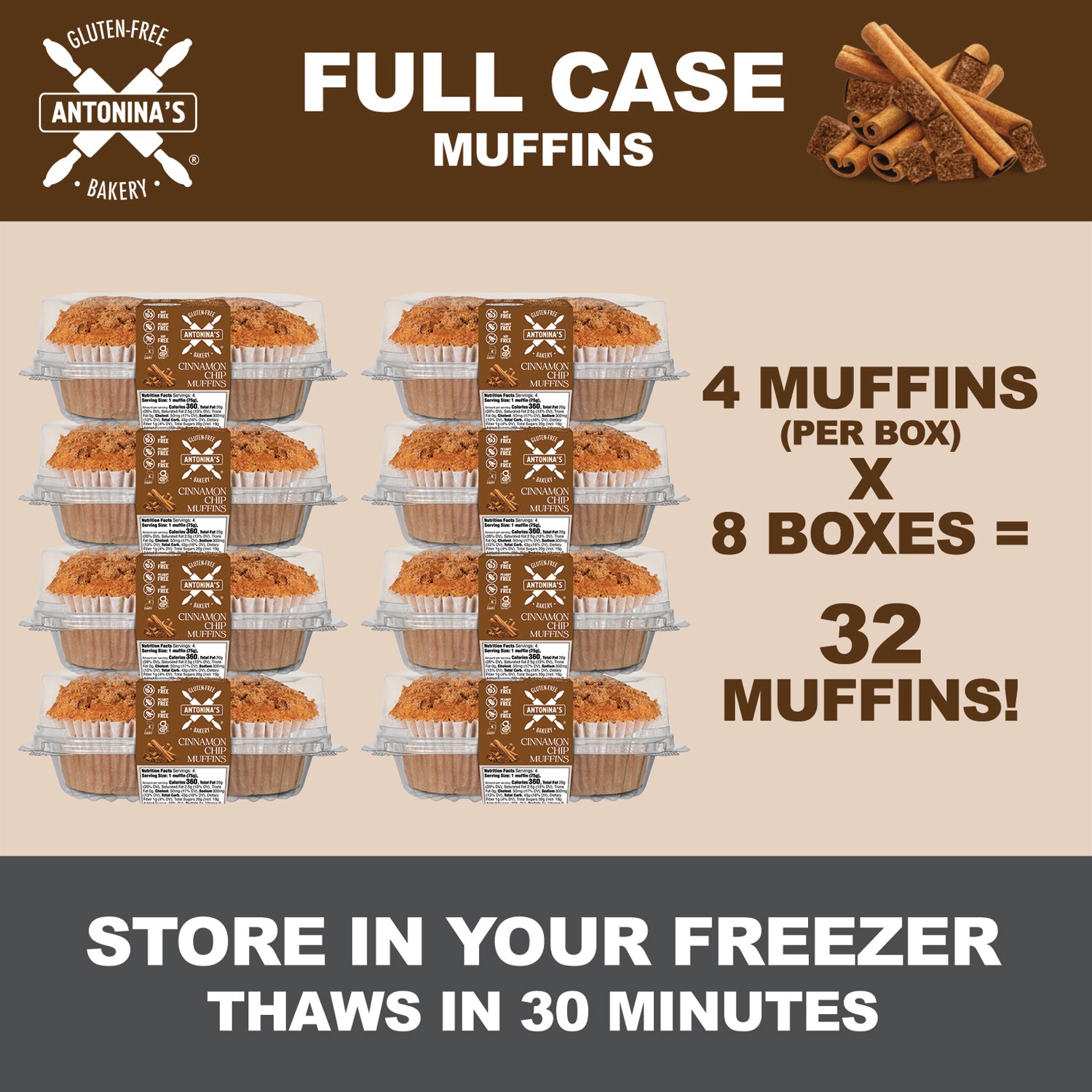 Gluten-Free 32 Cinnamon Chip Muffins