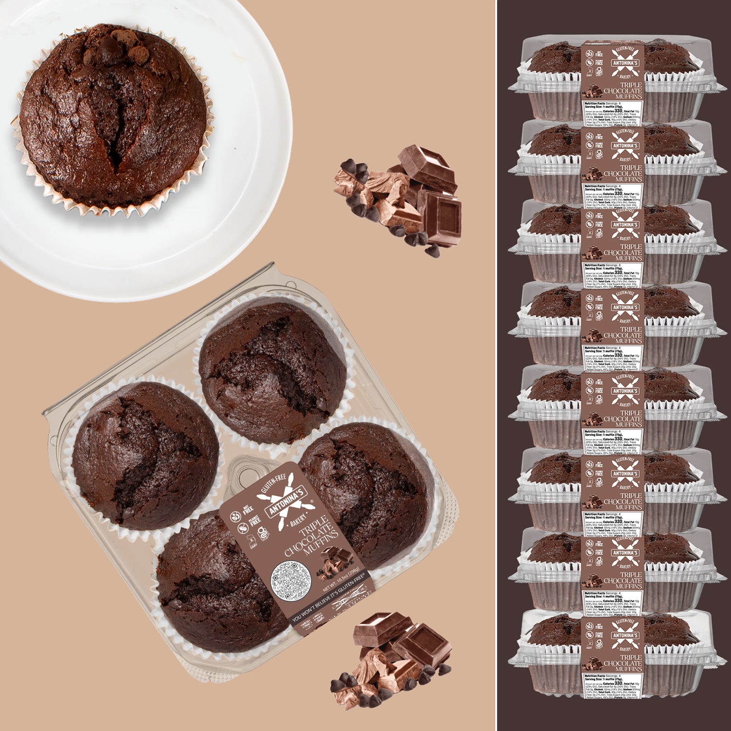 Gluten-Free 32 Triple Chocolate Muffins
