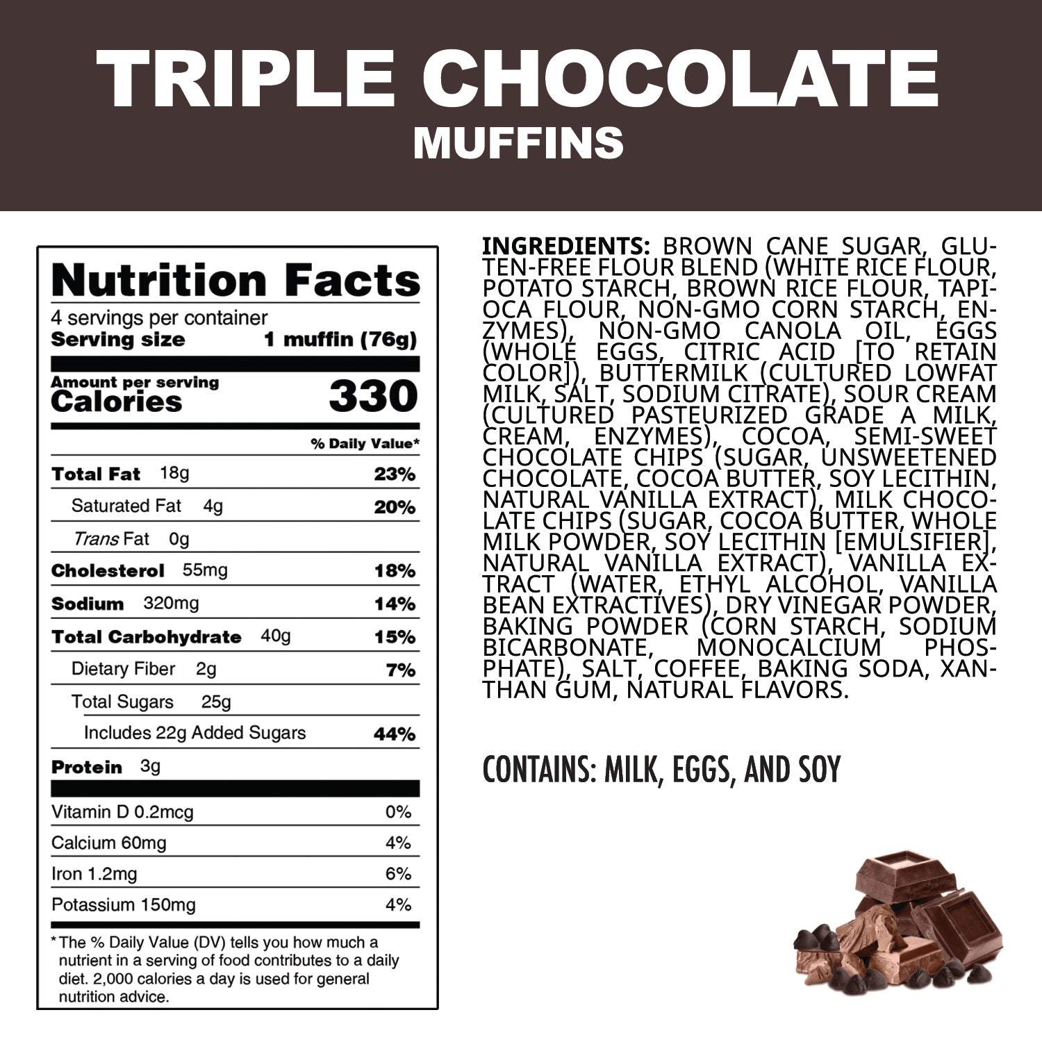 Gluten-Free 32 Triple Chocolate Muffins
