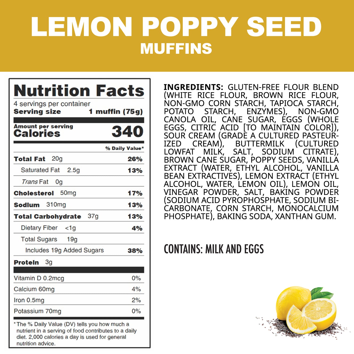 Gluten-Free 32 Lemon Poppy Seed Muffins