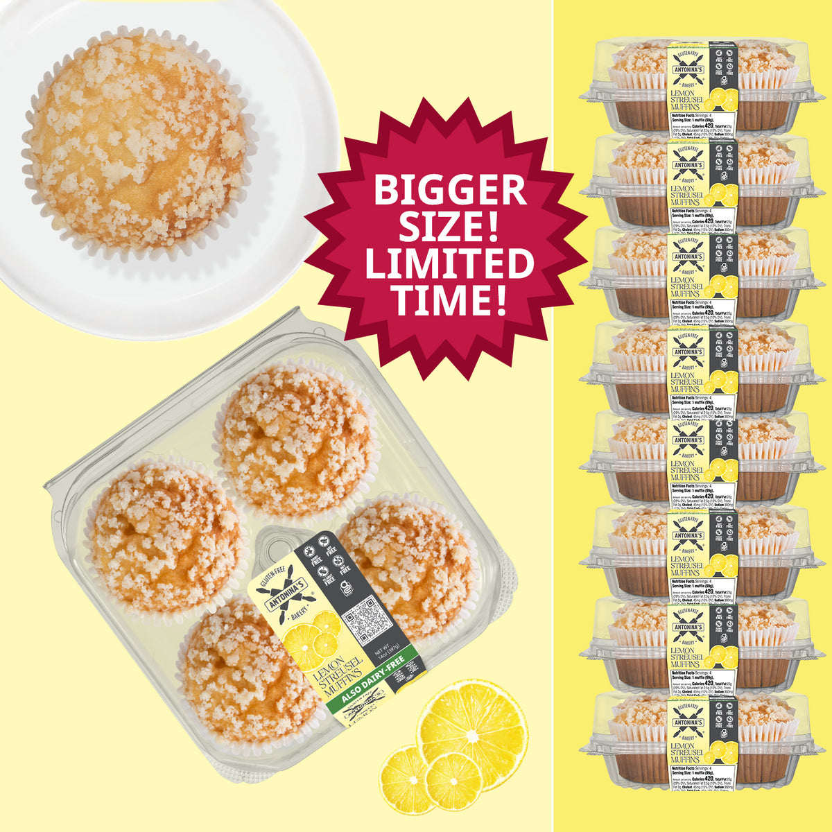 Gluten-Free Lemon Streusel Muffins – 32 Muffins, Bonus Size
