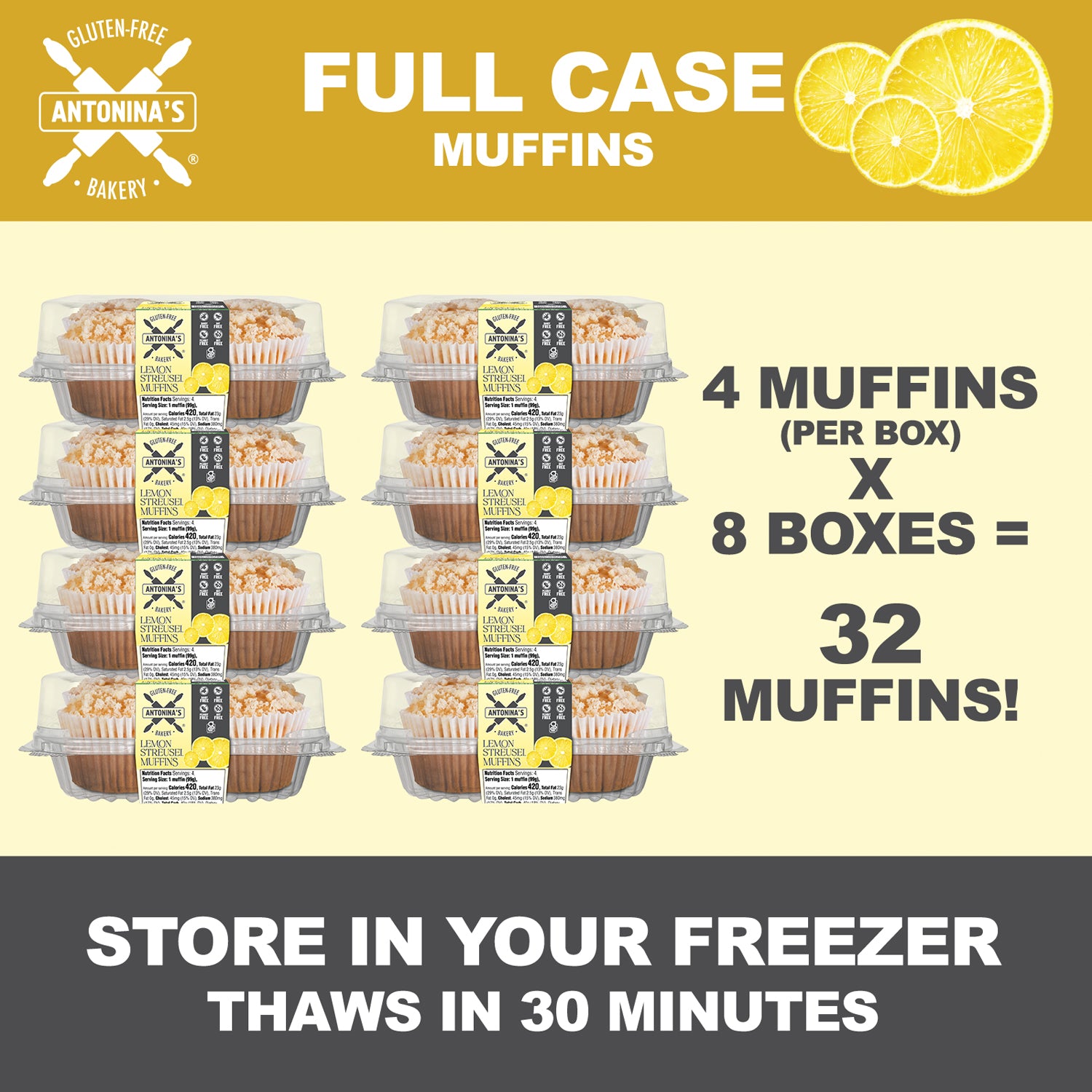 Gluten-Free 32 Lemon Streusel Muffins