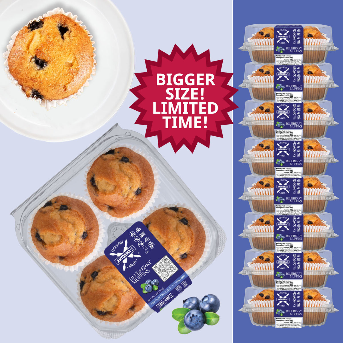 Gluten-Free Blueberry Muffins – 32 Muffins, Bonus Size