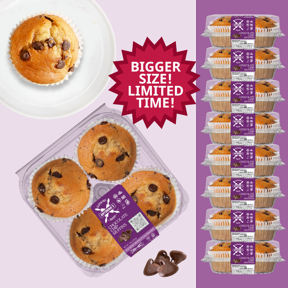 Gluten-Free Chocolate Chip Muffins – 32 Muffins, Bonus Size