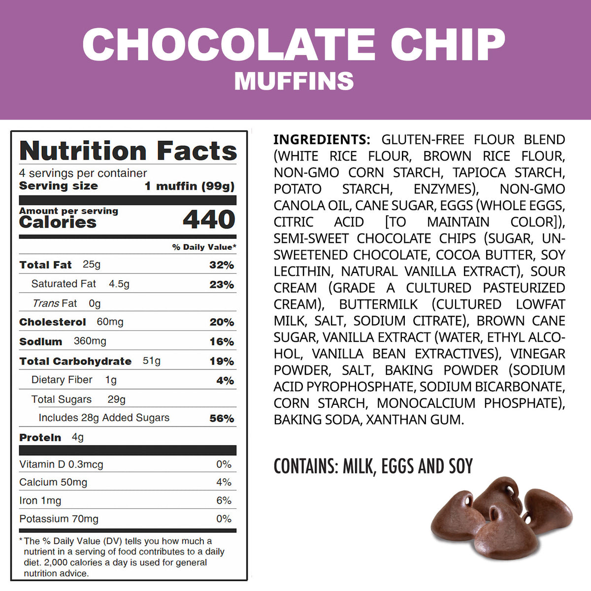 Gluten-Free Chocolate Chip Muffins – 32 Muffins, Bonus Size